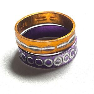 Purple and Gold Stacking Rings- Aluminum- lightweight & cheerful!